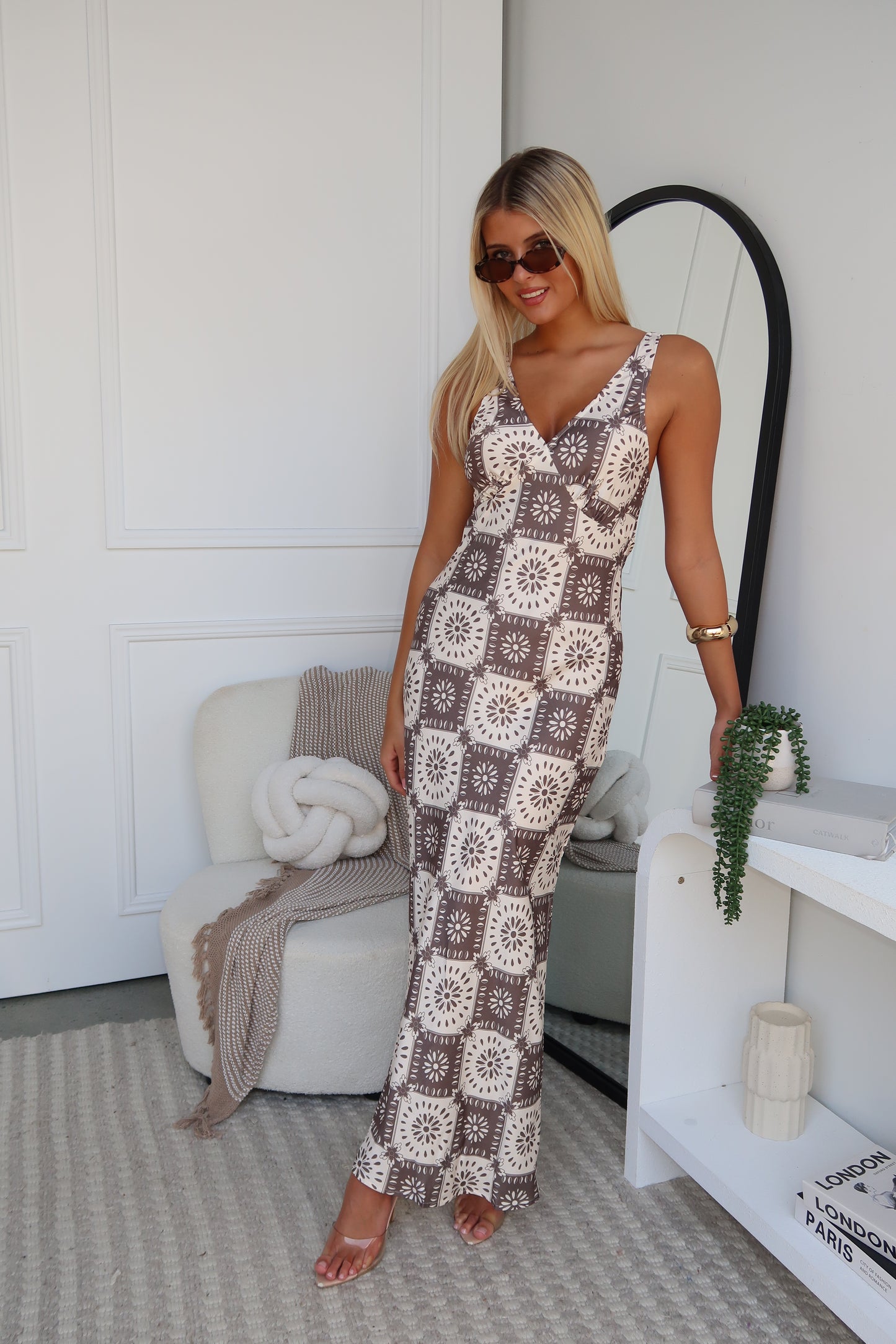 JAYDE MAXI DRESS - CHOCOLATE PRINT