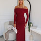 ARIA OFF SHOULDER MAXI - WINE