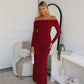 ARIA OFF SHOULDER MAXI - WINE