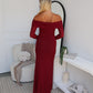 ARIA OFF SHOULDER MAXI - WINE