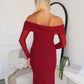 ARIA OFF SHOULDER MAXI - WINE