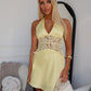 REBECCA LACE MINI DRESS - YELLOW