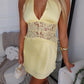 REBECCA LACE MINI DRESS - YELLOW