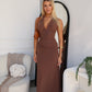 NYREE HALTER MAXI DRESS - CHOCOLATE