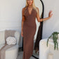 NYREE HALTER MAXI DRESS - CHOCOLATE