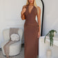 NYREE HALTER MAXI DRESS - CHOCOLATE