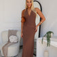 NYREE HALTER MAXI DRESS - CHOCOLATE