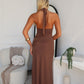 NYREE HALTER MAXI DRESS - CHOCOLATE