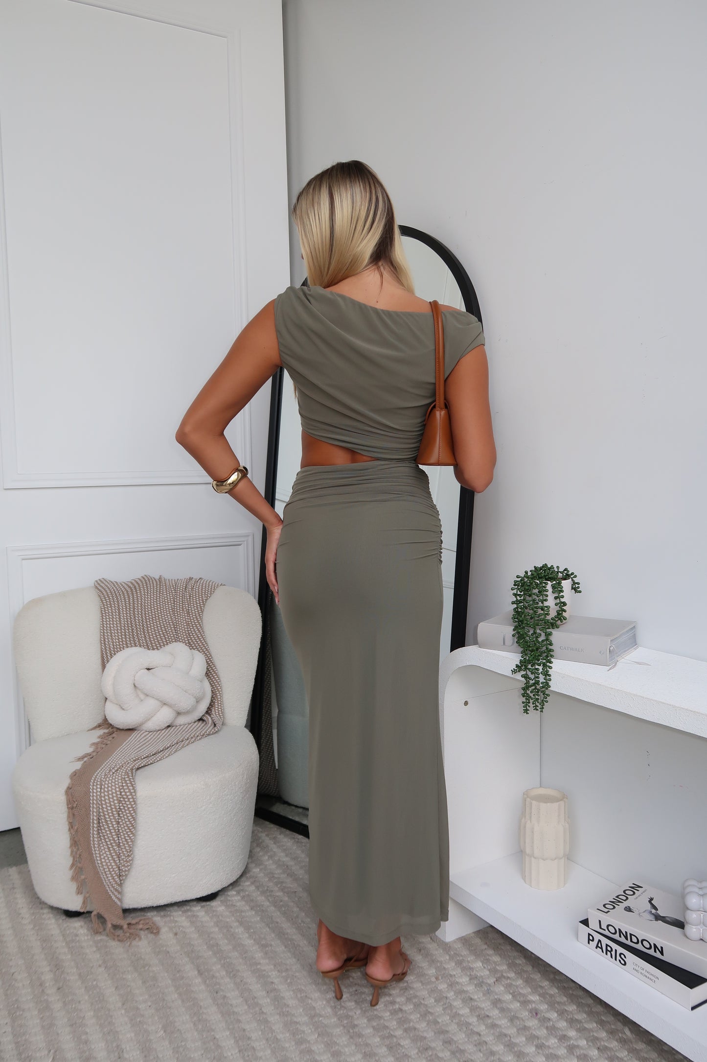 COCO OFF SHOULDER MAXI DRESS - SAGE