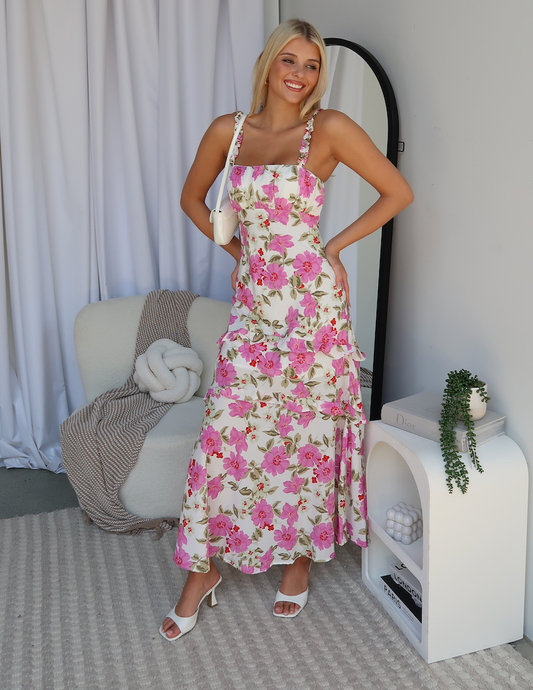 AUBREY MAXI DRESS - FLORAL PINK