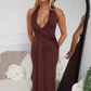 TYLA HALTER MAXI DRESS - CHOCOLATE