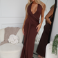 TYLA HALTER MAXI DRESS - CHOCOLATE