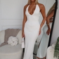 OMARI HALTER MAXI - WHITE