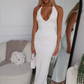 OMARI HALTER MAXI - WHITE