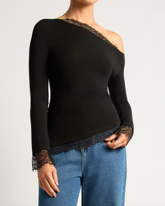 LILA LACE TOP - BLACK