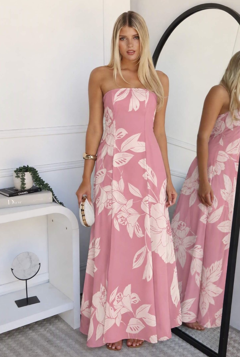 JULIET FLORAL MAXI DRESS - PINK