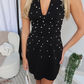 POPPY PEARL MINI DRESS - BLACK