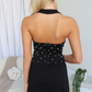 POPPY PEARL MINI DRESS - BLACK