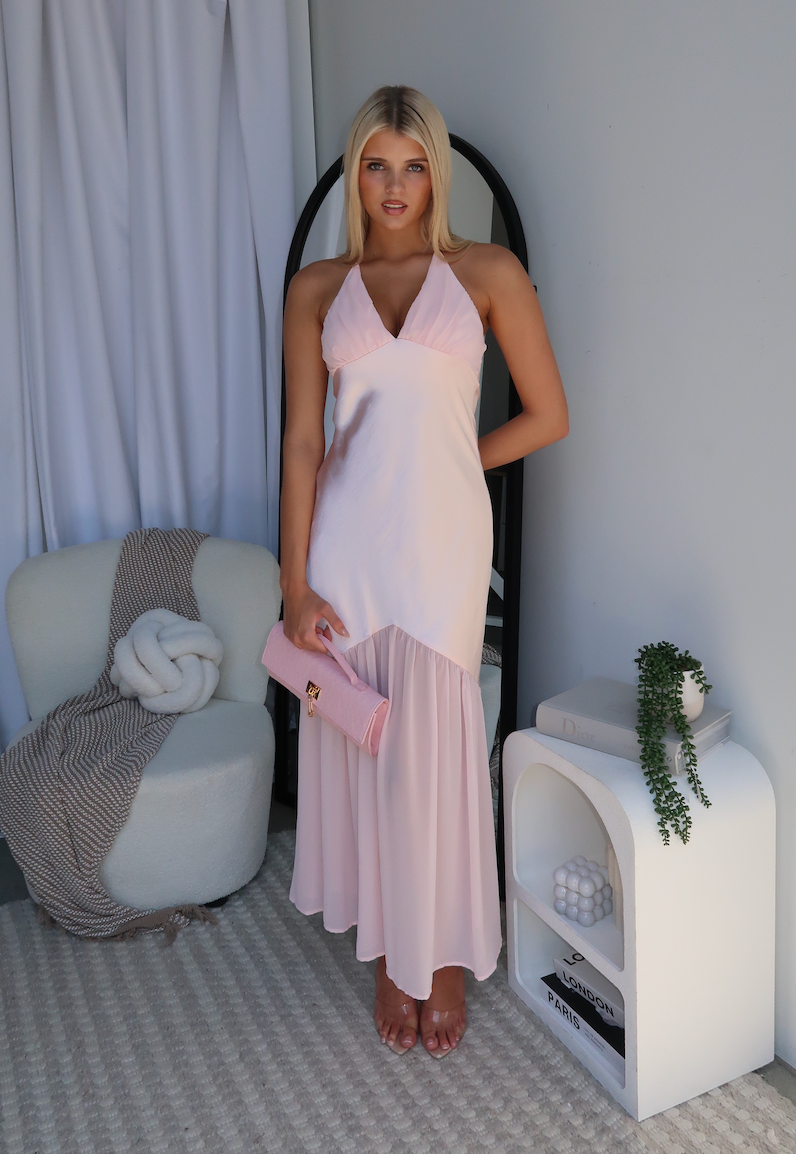 AVANT SATIN MAXI DRESS - BABY PINK