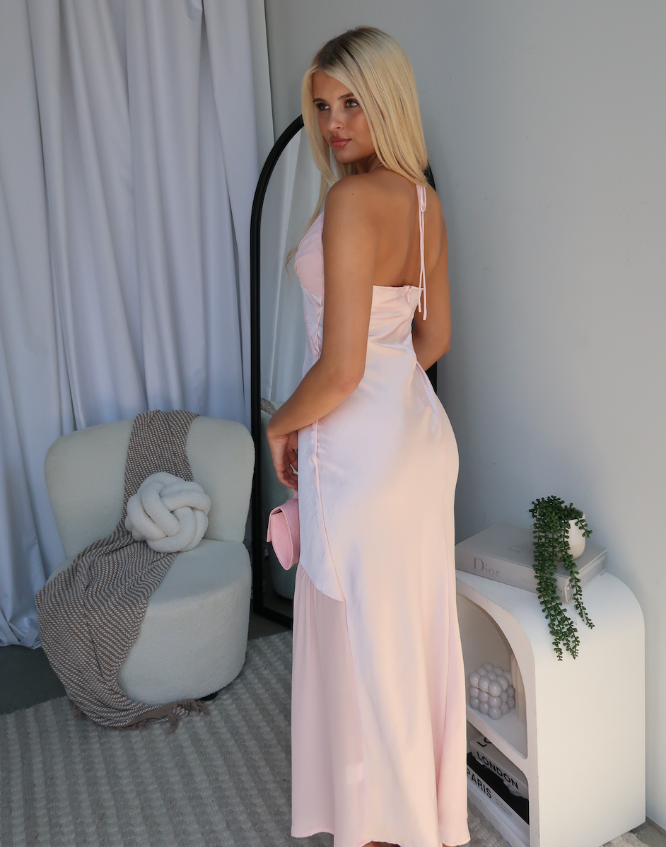 AVANT SATIN MAXI DRESS - BABY PINK