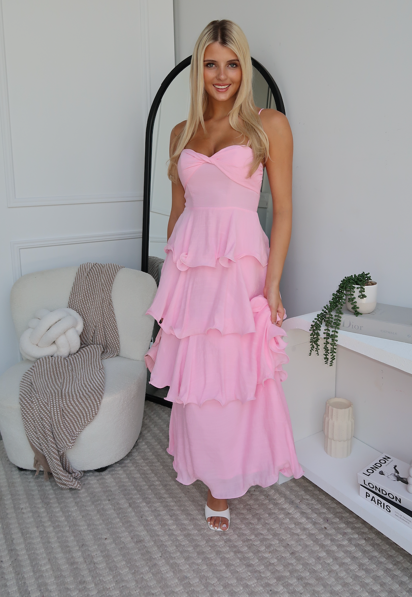 LACEY MAXI DRESS - BABY PINK
