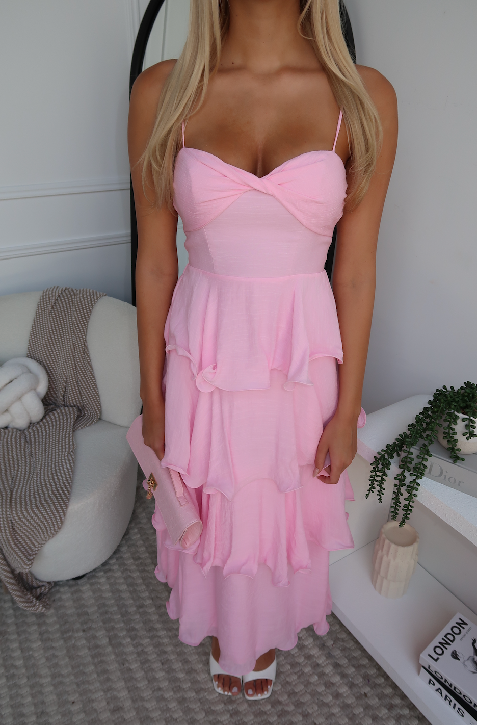 LACEY MAXI DRESS - BABY PINK