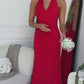 KARTIER HALTER MAXI DRESS - RED