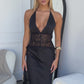 REBECCA LACE MAXI DRESS - BLACK