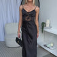 KALESHA SATIN MAXI DRESS - BLACK