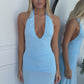 ALINA HALTER MAXI DRESS - BLUE