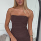 LUNA STRAPLESS MIDI DRESS - CHOCOLATE