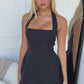KASTELL HALTER MINI DRESS - BLACK