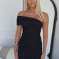TANASHE OFF SHOULDER MINI DRESS - BLACK