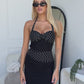 LONDON POLKA MAXI DRESS - BLACK